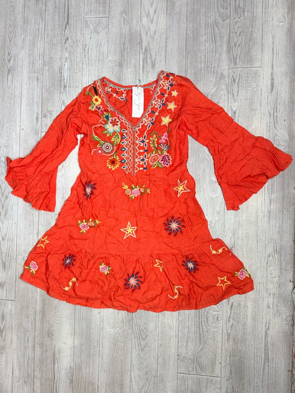 Nwt Kyla seo bell sleeve embroidered dress spicy orange carter dress sm